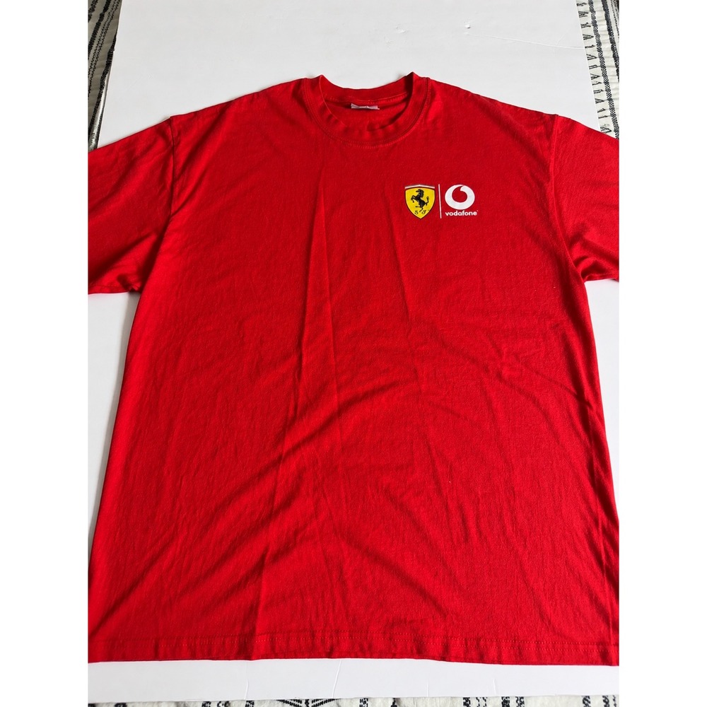 Hanes Beefy-T Ferrari Vodafone Racing T-Shirt Mens XL Red Scuderia F1 Logo Tee
